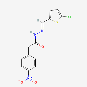 molecular formula C13H10ClN3O3S B5537396 N'-[(5-chloro-2-thienyl)methylene]-2-(4-nitrophenyl)acetohydrazide 