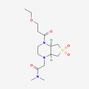 molecular formula C15H27N3O5S B5537417 2-[(4aR*,7aS*)-4-(3-乙氧基丙酰)-6,6-二氧化六氢噻吩并[3,4-b]吡嗪-1(2H)-基]-N,N-二甲基乙酰胺 