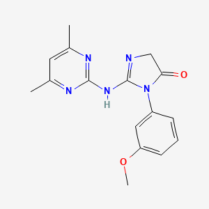 molecular formula C16H17N5O2 B5537442 2-[(4,6-dimethyl-2-pyrimidinyl)amino]-3-(3-methoxyphenyl)-3,5-dihydro-4H-imidazol-4-one 