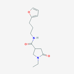 molecular formula C14H20N2O3 B5537447 1-ethyl-N-[3-(2-furyl)propyl]-5-oxo-3-pyrrolidinecarboxamide 