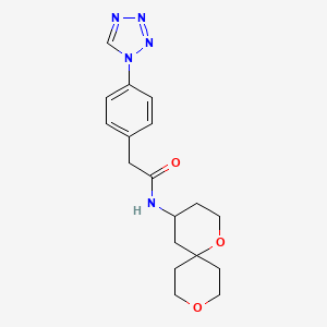 molecular formula C18H23N5O3 B5537453 N-1,9-dioxaspiro[5.5]undec-4-yl-2-[4-(1H-tetrazol-1-yl)phenyl]acetamide 