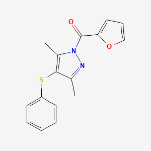 molecular formula C16H14N2O2S B5537469 1-(2-呋喃甲酰基)-3,5-二甲基-4-(苯硫基)-1H-吡唑 
