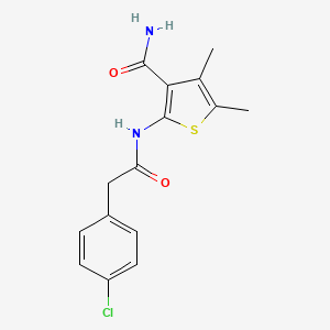 molecular formula C15H15ClN2O2S B5537493 2-{[(4-chlorophenyl)acetyl]amino}-4,5-dimethyl-3-thiophenecarboxamide 