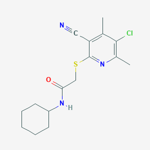 molecular formula C16H20ClN3OS B5537498 2-[(5-chloro-3-cyano-4,6-dimethylpyridin-2-yl)thio]-N-cyclohexylacetamide 