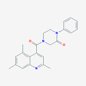 molecular formula C23H23N3O2 B5537513 1-苯基-4-[(2,5,7-三甲基-4-喹啉基)羰基]-2-哌嗪酮 