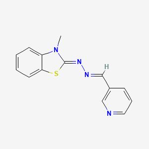 molecular formula C14H12N4S B5537517 nicotinaldehyde (3-methyl-1,3-benzothiazol-2(3H)-ylidene)hydrazone 