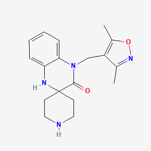 molecular formula C18H22N4O2 B5537538 4'-[(3,5-dimethyl-4-isoxazolyl)methyl]-1',4'-dihydro-3'H-spiro[piperidine-4,2'-quinoxalin]-3'-one hydrochloride 