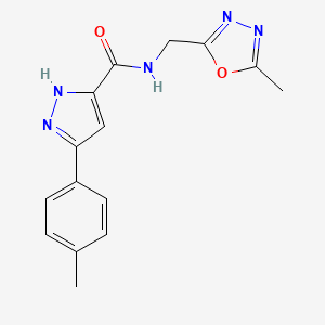 molecular formula C15H15N5O2 B5537553 N-[(5-methyl-1,3,4-oxadiazol-2-yl)methyl]-5-(4-methylphenyl)-1H-pyrazole-3-carboxamide 