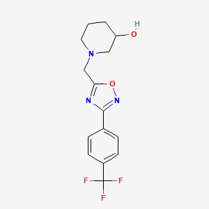 molecular formula C15H16F3N3O2 B5537577 1-({3-[4-(三氟甲基)苯基]-1,2,4-恶二唑-5-基}甲基)-3-哌啶醇 