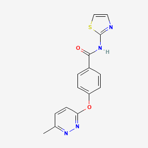 molecular formula C15H12N4O2S B5537596 4-[(6-甲基-3-吡啶嗪基)氧基]-N-1,3-噻唑-2-基苯甲酰胺 