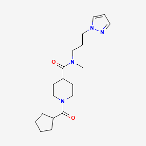 molecular formula C19H30N4O2 B5537647 1-(cyclopentylcarbonyl)-N-methyl-N-[3-(1H-pyrazol-1-yl)propyl]-4-piperidinecarboxamide 