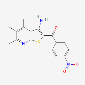 molecular formula C17H15N3O3S B5537658 （3-氨基-4,5,6-三甲基噻吩并[2,3-b]吡啶-2-基）（4-硝基苯基）甲酮 