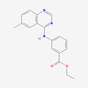molecular formula C18H17N3O2 B5537682 3-[(6-甲基-4-喹唑啉基)氨基]苯甲酸乙酯 