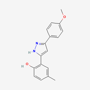molecular formula C17H16N2O2 B5537686 2-[5-(4-甲氧基苯基)-1H-吡唑-3-基]-4-甲基苯酚 CAS No. 65840-98-4