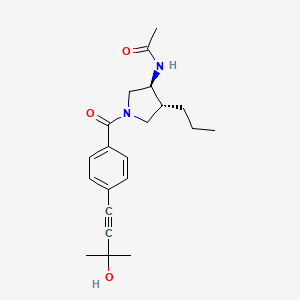 molecular formula C21H28N2O3 B5537726 N-{(3S*,4R*)-1-[4-(3-hydroxy-3-methyl-1-butyn-1-yl)benzoyl]-4-propyl-3-pyrrolidinyl}acetamide 