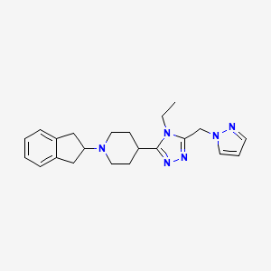 molecular formula C22H28N6 B5537733 1-(2,3-dihydro-1H-inden-2-yl)-4-[4-ethyl-5-(1H-pyrazol-1-ylmethyl)-4H-1,2,4-triazol-3-yl]piperidine 
