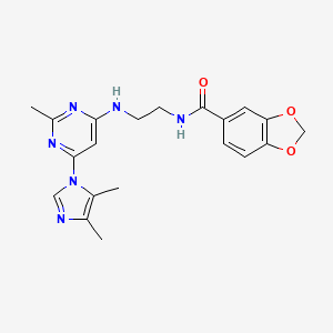 molecular formula C20H22N6O3 B5537749 N-(2-{[6-(4,5-二甲基-1H-咪唑-1-基)-2-甲基-4-嘧啶基]氨基}乙基)-1,3-苯并二氧杂环-5-甲酰胺 