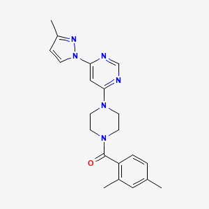 molecular formula C21H24N6O B5537776 4-[4-(2,4-二甲基苯甲酰)-1-哌嗪基]-6-(3-甲基-1H-吡唑-1-基)嘧啶 
