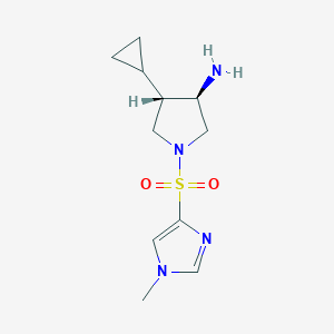 molecular formula C11H18N4O2S B5537788 (3R*,4S*)-4-环丙基-1-[(1-甲基-1H-咪唑-4-基)磺酰基]吡咯烷-3-胺 
