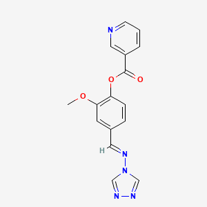 molecular formula C16H13N5O3 B5537795 2-甲氧基-4-[(4H-1,2,4-三唑-4-亚氨基)甲基]苯基烟酸酯 