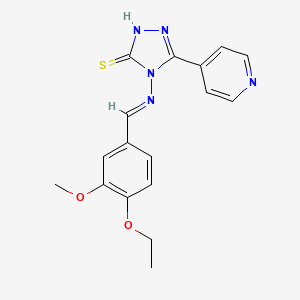 molecular formula C17H17N5O2S B5537802 4-[(4-ethoxy-3-methoxybenzylidene)amino]-5-(4-pyridinyl)-4H-1,2,4-triazole-3-thiol 