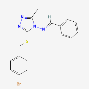 molecular formula C17H15BrN4S B5537821 N-亚苄基-3-[(4-溴苄基)硫代]-5-甲基-4H-1,2,4-三唑-4-胺 