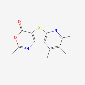 molecular formula C13H12N2O2S B5537851 2,7,8,9-tetramethyl-4H-pyrido[3',2':4,5]thieno[3,2-d][1,3]oxazin-4-one 