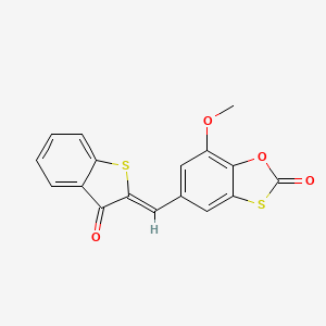molecular formula C17H10O4S2 B5537870 7-甲氧基-5-[(3-氧代-1-苯并噻吩-2(3H)-亚甲基]-1,3-苯并噁唑硫醇-2-酮 