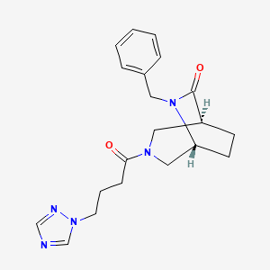 molecular formula C20H25N5O2 B5537889 (1S*,5R*)-6-benzyl-3-[4-(1H-1,2,4-triazol-1-yl)butanoyl]-3,6-diazabicyclo[3.2.2]nonan-7-one 