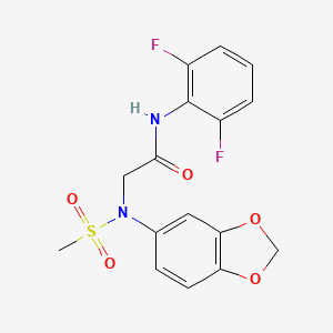 molecular formula C16H14F2N2O5S B5537892 N~2~-1,3-benzodioxol-5-yl-N~1~-(2,6-difluorophenyl)-N~2~-(methylsulfonyl)glycinamide 