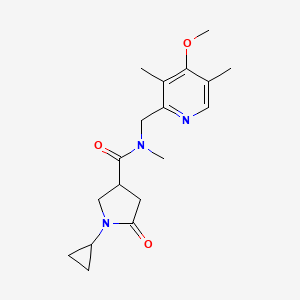 molecular formula C18H25N3O3 B5537916 1-cyclopropyl-N-[(4-methoxy-3,5-dimethyl-2-pyridinyl)methyl]-N-methyl-5-oxo-3-pyrrolidinecarboxamide 