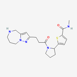 molecular formula C20H27N5O2S B5537968 N-methyl-5-{1-[3-(5,6,7,8-tetrahydro-4H-pyrazolo[1,5-a][1,4]diazepin-2-yl)propanoyl]-2-pyrrolidinyl}-2-thiophenecarboxamide hydrochloride 