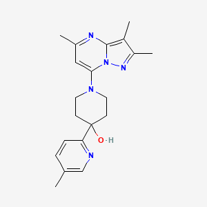 molecular formula C20H25N5O B5537982 4-(5-methyl-2-pyridinyl)-1-(2,3,5-trimethylpyrazolo[1,5-a]pyrimidin-7-yl)-4-piperidinol 