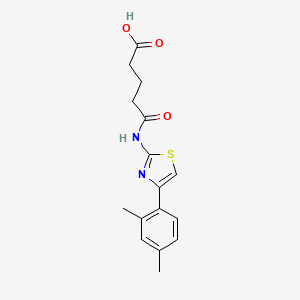 molecular formula C16H18N2O3S B5537989 5-{[4-(2,4-dimethylphenyl)-1,3-thiazol-2-yl]amino}-5-oxopentanoic acid 