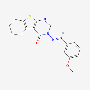 molecular formula C18H17N3O2S B5537993 3-[(3-甲氧基亚苄基)氨基]-5,6,7,8-四氢[1]苯并噻吩并[2,3-d]嘧啶-4(3H)-酮 