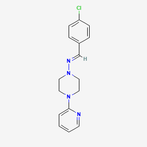 molecular formula C16H17ClN4 B5538013 N-(4-chlorobenzylidene)-4-(2-pyridinyl)-1-piperazinamine 