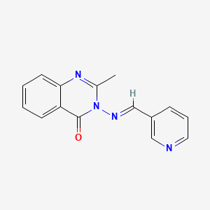 molecular formula C15H12N4O B5538055 2-methyl-3-[(3-pyridinylmethylene)amino]-4(3H)-quinazolinone 