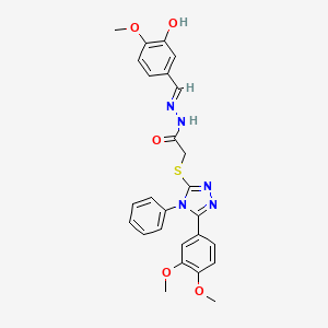 2-{[5-(3,4-dimethoxyphenyl)-4-phenyl-4H-1,2,4-triazol-3-yl]thio}-N'-(3-hydroxy-4-methoxybenzylidene)acetohydrazide