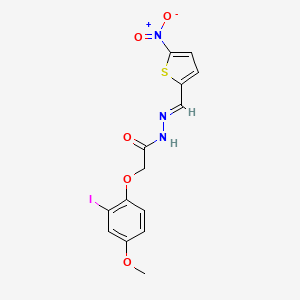 molecular formula C14H12IN3O5S B5538105 2-(2-碘-4-甲氧基苯氧基)-N'-[(5-硝基-2-噻吩基)亚甲基]乙酰肼 