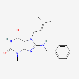 molecular formula C18H21N5O2 B5538109 8-(benzylamino)-3-methyl-7-(3-methyl-2-buten-1-yl)-3,7-dihydro-1H-purine-2,6-dione 