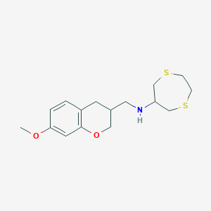molecular formula C16H23NO2S2 B5538115 1,4-二硫代环己烷-6-基[(7-甲氧基-3,4-二氢-2H-色烯-3-基)甲基]胺 