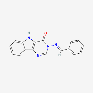 molecular formula C17H12N4O B5538125 3-(benzylideneamino)-3,5-dihydro-4H-pyrimido[5,4-b]indol-4-one 