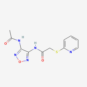 molecular formula C11H11N5O3S B5538126 N-[4-(乙酰氨基)-1,2,5-恶二唑-3-基]-2-(吡啶-2-硫基)乙酰胺 