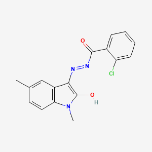 molecular formula C17H14ClN3O2 B5538141 2-chloro-N'-(1,5-dimethyl-2-oxo-1,2-dihydro-3H-indol-3-ylidene)benzohydrazide 