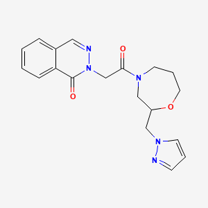 molecular formula C19H21N5O3 B5538148 2-{2-氧代-2-[2-(1H-吡唑-1-基甲基)-1,4-噁杂环戊烷-4-基]乙基}-1(2H)-酞嗪酮 