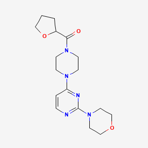 molecular formula C17H25N5O3 B5538172 4-{4-[4-(tetrahydro-2-furanylcarbonyl)-1-piperazinyl]-2-pyrimidinyl}morpholine 