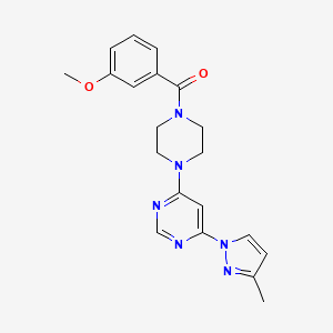 molecular formula C20H22N6O2 B5538275 4-[4-(3-甲氧基苯甲酰)-1-哌嗪基]-6-(3-甲基-1H-吡唑-1-基)嘧啶 