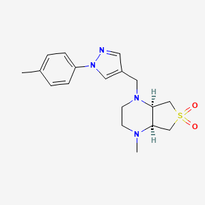 molecular formula C18H24N4O2S B5538297 (4aR*,7aS*)-1-methyl-4-{[1-(4-methylphenyl)-1H-pyrazol-4-yl]methyl}octahydrothieno[3,4-b]pyrazine 6,6-dioxide 