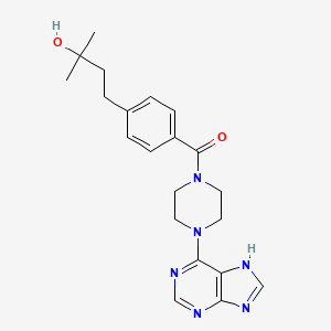 molecular formula C21H26N6O2 B5538309 2-甲基-4-(4-{[4-(9H-嘌呤-6-基)-1-哌嗪基]羰基}苯基)-2-丁醇 