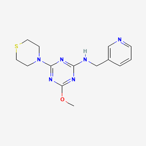 molecular formula C14H18N6OS B5538342 4-methoxy-N-(3-pyridinylmethyl)-6-(4-thiomorpholinyl)-1,3,5-triazin-2-amine 